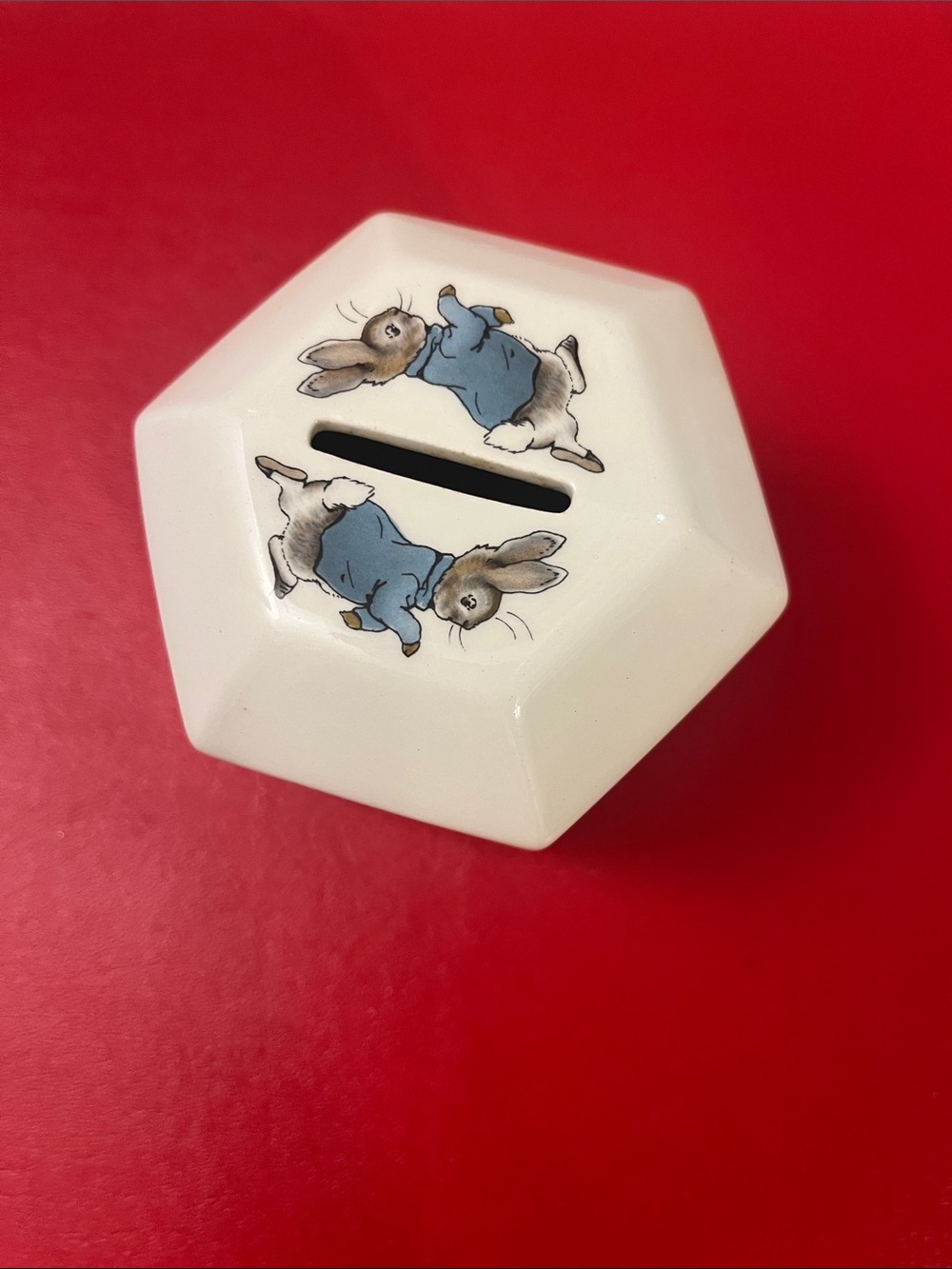 Wedgwood Beatrix Potter Peter Rabbit Ceramic Moneybox 3.25”W 3”3/4H